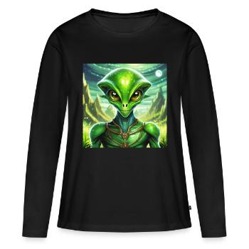 Firefly personnage extraterrestre vert lunaire - T-shirt manches longues Premium bio Femme - noir - Devant - Julia (174cm)
