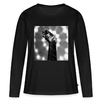 Guitar-Head (black&white) - Frauen Premium Bio Langarmshirt - Schwarz - Vorne - Julia (174cm)