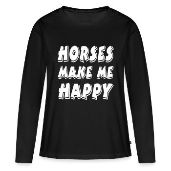Chevaux - T-shirt manches longues Premium bio Femme - noir - Devant - Julia (174cm)