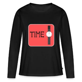 HEURE - T-shirt manches longues Premium bio Femme - noir - Devant - Julia (174cm)