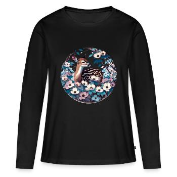 Fauve dans le cornouiller - T-shirt manches longues Premium bio Femme - noir - Devant - Julia (174cm)