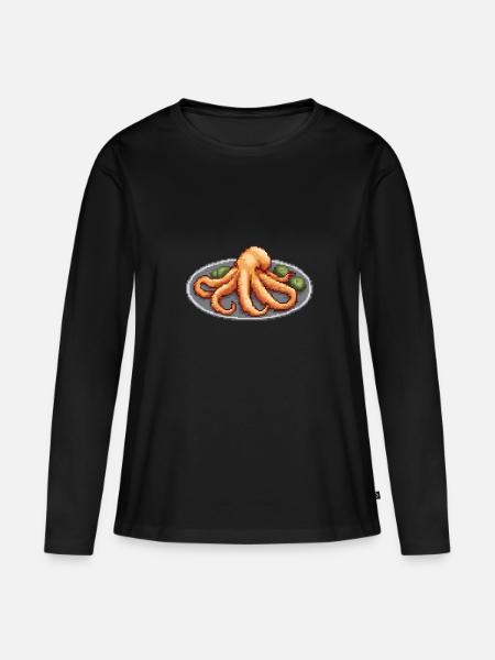 Octo-Pixel-Platte - Frauen Premium Bio Langarmshirt - Schwarz