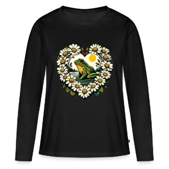 Lac Froggy - T-shirt manches longues Premium bio Femme - noir - Devant - Julia (174cm)