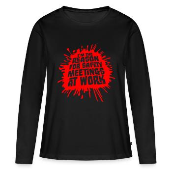C’est drôle que je sois la raison des réunions de sécurité au travail - T-shirt manches longues Premium bio Femme - noir - Devant - Julia (174cm)