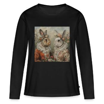 Lapin de Pâques - T-shirt manches longues Premium bio Femme - noir - Devant - Julia (174cm)