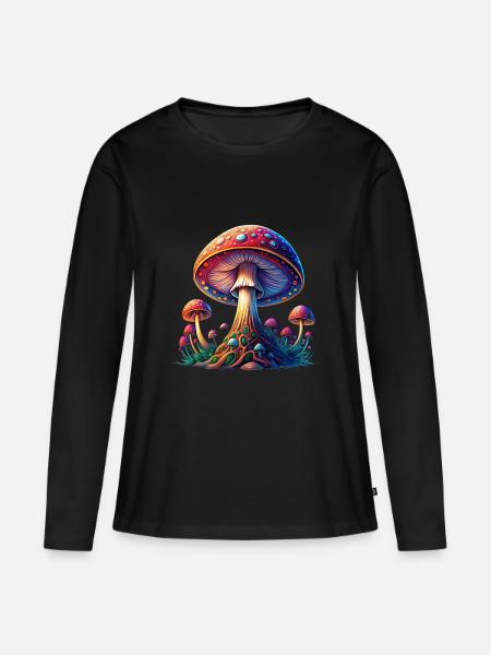 PILZ - Frauen Premium Bio Langarmshirt - Schwarz
