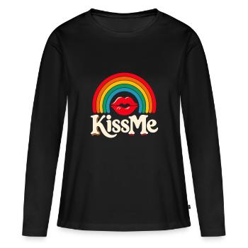 Embrasse-moi LGBT - T-shirt manches longues Premium bio Femme - noir - Devant - Julia (174cm)
