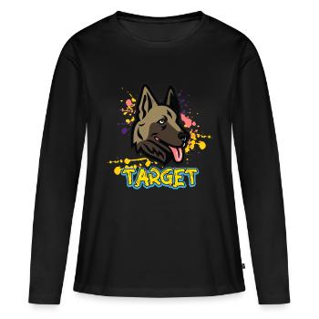 Chien - mise au point - T-shirt manches longues Premium bio Femme - noir - Devant - Julia (174cm)