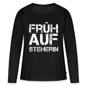 Frühaufsteherin - Frauen Premium Bio Langarmshirt - Schwarz - Vorne - Julia (174cm)