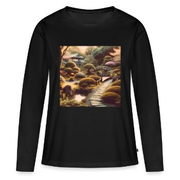 Chemin des buissons vintage du Japon - T-shirt manches longues Premium bio Femme - noir - Devant - Julia (174cm)