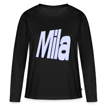 Mila - T-shirt manches longues Premium bio Femme - noir - Devant - Julia (174cm)