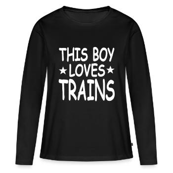 Chemin de fer - T-shirt manches longues Premium bio Femme - noir - Devant - Julia (174cm)