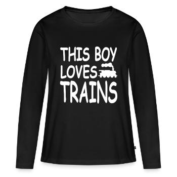 Chemin de fer - T-shirt manches longues Premium bio Femme - noir - Devant - Julia (174cm)