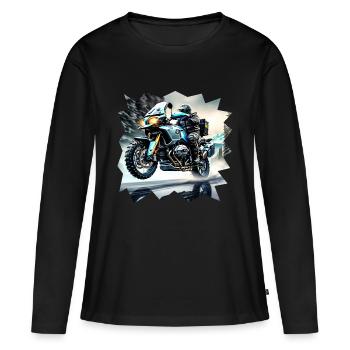 Surface de route mouillée de moto - T-shirt manches longues Premium bio Femme - noir - Devant - Julia (174cm)