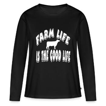 Ferme - T-shirt manches longues Premium bio Femme - noir - Devant - Julia (174cm)