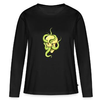 Crâne à tentacules - T-shirt manches longues Premium bio Femme - noir - Devant - Julia (174cm)