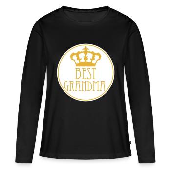 Meilleure grand-mère Couronne Reine Chic Logo Cercle Rond - T-shirt manches longues Premium bio Femme - noir - Devant - Julia (174cm)