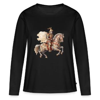 Chevalier à cheval, Moyen Âge - T-shirt manches longues Premium bio Femme - noir - Devant - Julia (174cm)
