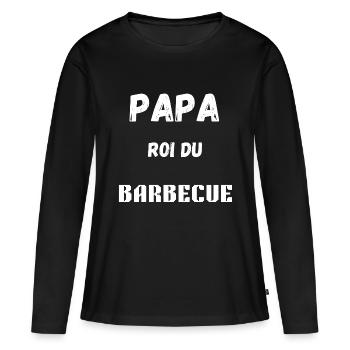 PAPA ROI DU BARBECUE - T-shirt manches longues Premium bio Femme - noir - Devant - Julia (174cm)