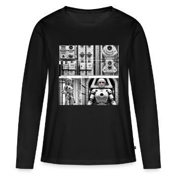 Roboter - Frauen Premium Bio Langarmshirt - Schwarz - Vorne - Julia (174cm)