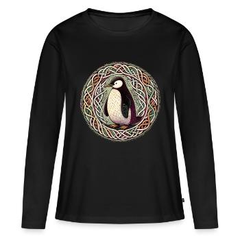 Pinguino celtico - Maglia a maniche lunghe ecologica premium da donna - nero - Fronte - Julia (174cm)