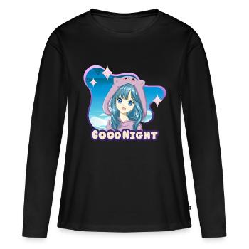 Anime | Bonne nuit - T-shirt manches longues Premium bio Femme - noir - Devant - Julia (174cm)