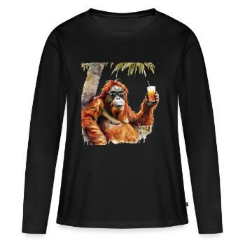 Refroidissement frais des orangs-outans - T-shirt manches longues Premium bio Femme - noir - Devant - Julia (174cm)