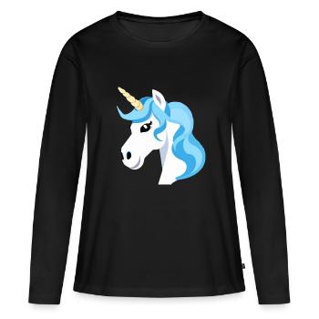 Regenbogen Einhorn Unicorn Rainbow Pferd LGBTQ 1 - Frauen Premium Bio Langarmshirt - Schwarz - Vorne - Julia (174cm)