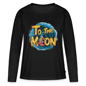 Zum Mond - Frauen Premium Bio Langarmshirt - Schwarz - Vorne - Julia (174cm)