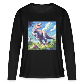 dinosaure - T-shirt manches longues Premium bio Femme - noir - Devant - Julia (174cm)