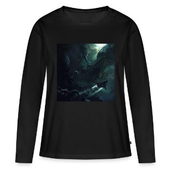 Espace sombre - T-shirt manches longues Premium bio Femme - noir - Devant - Julia (174cm)