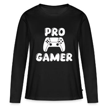 pro gamer - Frauen Premium Bio Langarmshirt - Schwarz - Vorne - Julia (174cm)