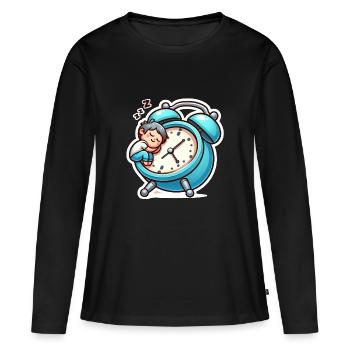 Wecker und Schlafen - Frauen Premium Bio Langarmshirt - Schwarz - Vorne - Julia (174cm)