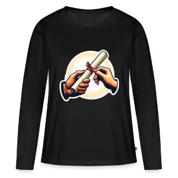 Présentation des certificats - T-shirt manches longues Premium bio Femme - noir - Devant - Julia (174cm)