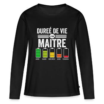 Humour Maitre D'école Pour Fin D'année Scolaire - T-shirt manches longues Premium bio Femme - noir - Devant - Julia (174cm)