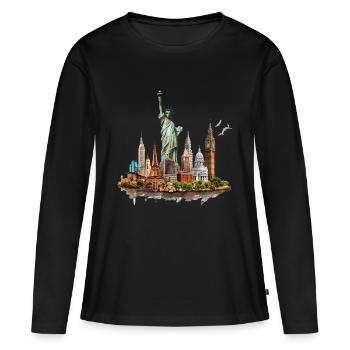 The landmarks of the big cities - Women's Premium Organic Long Sleeve Shirt - black - Front - Julia (174cm)