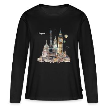 Landmarks are usually buildings - Women's Premium Organic Long Sleeve Shirt - black - Front - Julia (174cm)