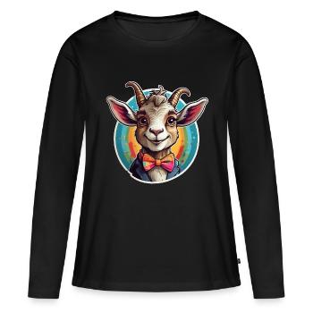 Lustige Ziege Comic - Frauen Premium Bio Langarmshirt - Schwarz - Vorne - Julia (174cm)