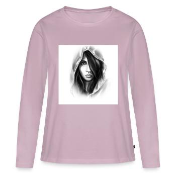 Gezeichnete Frau mit Kapuze - Frauen Premium Bio Langarmshirt - Altrosa - Vorne - Julia (174cm)