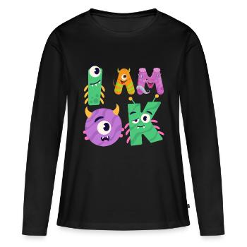 OK Monstre - T-shirt manches longues Premium bio Femme - noir - Devant - Julia (174cm)