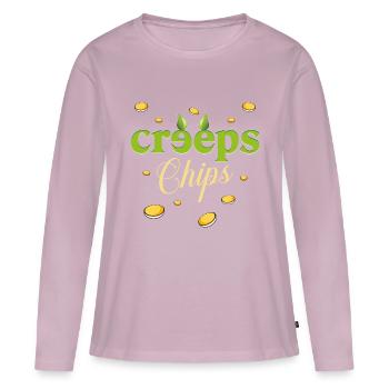 Creeps Chips - La nouvelle tendance - T-shirt manches longues Premium bio Femme - rose poudré - Devant - Julia (174cm)