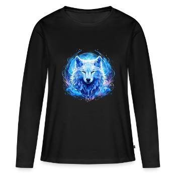 Loup céleste - T-shirt manches longues Premium bio Femme - noir - Devant - Julia (174cm)