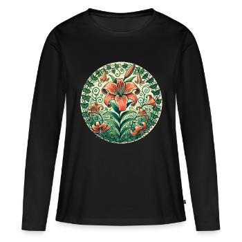 Lys tigré - T-shirt manches longues Premium bio Femme - noir - Devant - Julia (174cm)