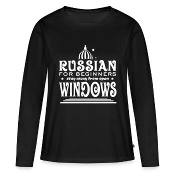 Russe pour débutants - Restez à l’écart de Windows - T-shirt manches longues Premium bio Femme - noir - Devant - Julia (174cm)