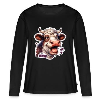 Cow funny all right - Women's Premium Organic Long Sleeve Shirt - black - Front - Julia (174cm)