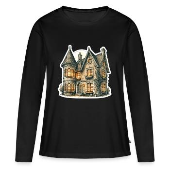 Haus romantisch - Frauen Premium Bio Langarmshirt - Schwarz - Vorne - Julia (174cm)