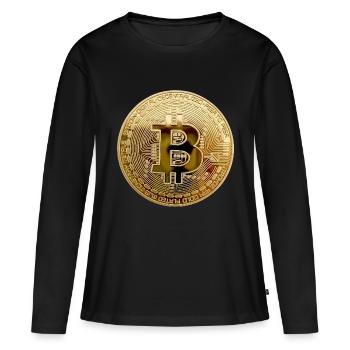 Monnaie Bitcoin - T-shirt manches longues Premium bio Femme - noir - Devant - Julia (174cm)