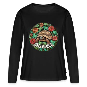 Lebende langsame Schildkröte - Frauen Premium Bio Langarmshirt - Schwarz - Vorne - Julia (174cm)