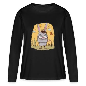 Lapin de mauvaise humeur - T-shirt manches longues Premium bio Femme - noir - Devant - Julia (174cm)