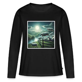 Compter les moutons - T-shirt manches longues Premium bio Femme - noir - Devant - Julia (174cm)
